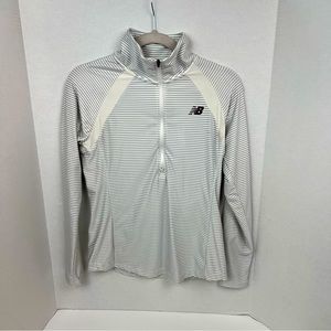 New Balance half zip stripped grey and white pullover size small